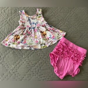 Bums & Roses Hay Girl, Hay Peplum Bummies Bamboo Set Farm Animals Easter 18-24m